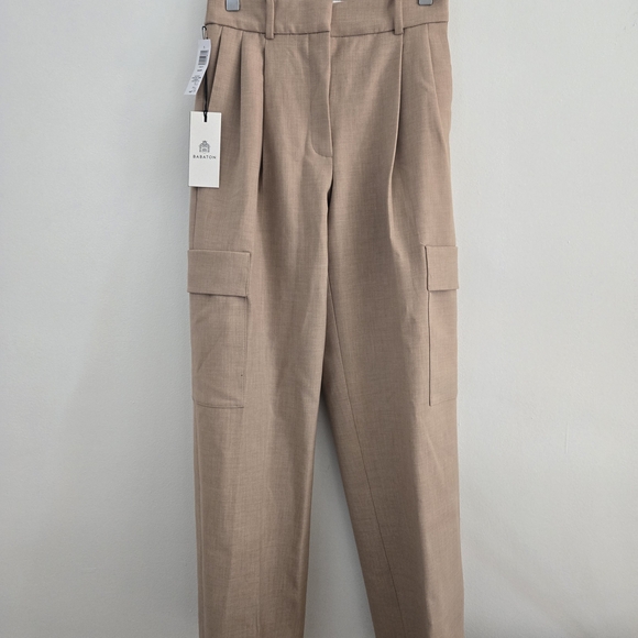NWT Babaton Bader Wide-Leg Cargo Trousers in Camel Brown - Picture 2 of 11